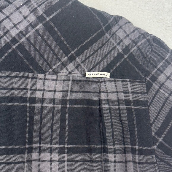 Vans Mens Plaid Sherpa Lined Flannel Shirt Jacket Size Large Black Gray - Picture 12 of 12